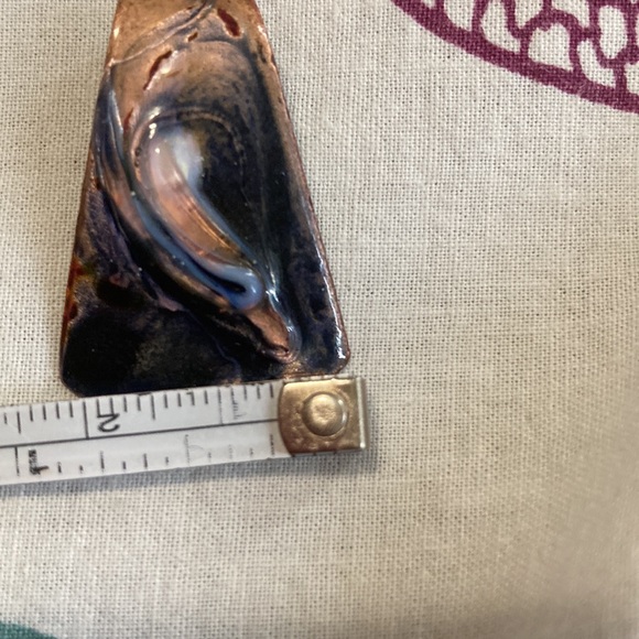 Pendant Enamel on Copper, Modernist, Abstract, Amber, Black - Picture 6 of 6